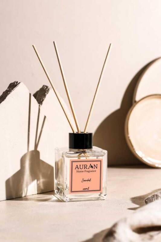 Sandal Ağacı Çubuklu Oda Kokusu Bambu Kokusu Kare Şişe Sandal Wood Reed Diffuser 100ml - 2