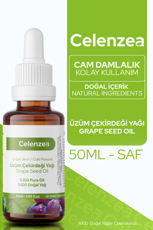 Flowy Oils Üzüm Çekirdeği Yağı %100 Doğal Bitkisel Sabit Yağ Grape Seed Oil 50ml - 1