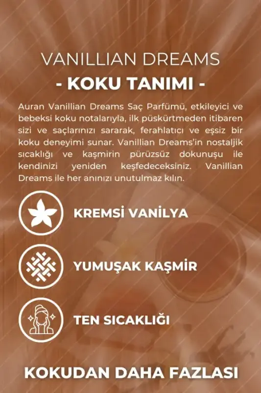 Auran Vanilya Saç Parfümü Besleyici ve Onarıcı Saç Bakım Spreyi Vanillian Dreams Hair Perfume Spray 100ml - 7