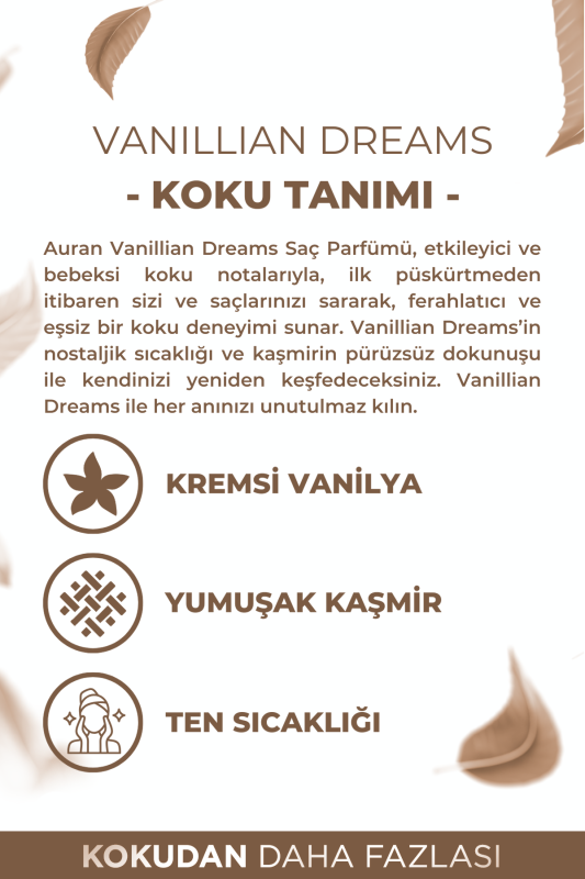 Auran Vanilya Saç Parfümü Besleyici ve Onarıcı Saç Bakım Spreyi Vanillian Dreams Hair Perfume Spray 100ml - 5