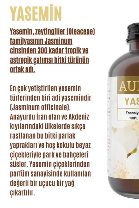 Yasemin Esansiyel Uçucu Koku Yağı Difüzör Esansı Buhurdanlık Yağı Aromaterapi Yağı 100ml - 2