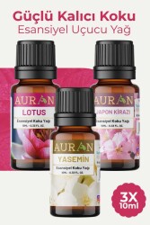 Auran Yasemin, Lotus, Japon Kirazı Saf Esansiyel Uçucu Yağ Buhurdanlık Yağ Difüzör Esans Aromatera 3x10 ml - Auran