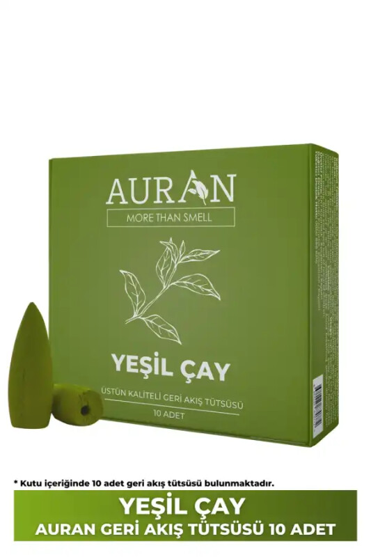Auran Yeşil Çay Kokulu Geri Akış Tütsüsü konik Tütsü Green Tea Backflow Incense Cones 10 Adet - AURAN