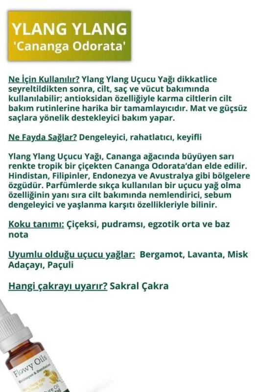 Ylang Ylang Uçucu Yağı %100 Doğal Distilasyon Yağ, Yaşlanma Karşıtı, Canlandırıcı Saç Bakımı, Kaygı Giderici ve Rahatlatıcı, Dişil Enerji Artırıcı, ylang-ylang Essential Oil (Cananga Odorata) 10ml - 2